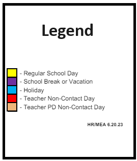 District School Academic Calendar Legend for Hazelton Elementary