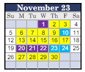 District School Academic Calendar for George W. Bush Elementary School for November 2023