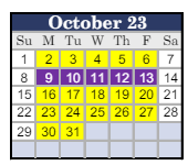 District School Academic Calendar for Hazelton Elementary for October 2023
