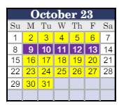 District School Academic Calendar for John Marshall Elementary for October 2023