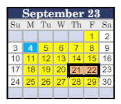 District School Academic Calendar for District Special Ed for September 2023