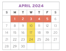 District School Academic Calendar for Comm Based Trans Program for April 2024