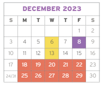 District School Academic Calendar for Comm Based Trans Program for December 2023