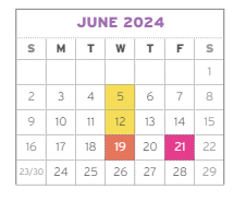 District School Academic Calendar for Comm Based Trans Program for June 2024