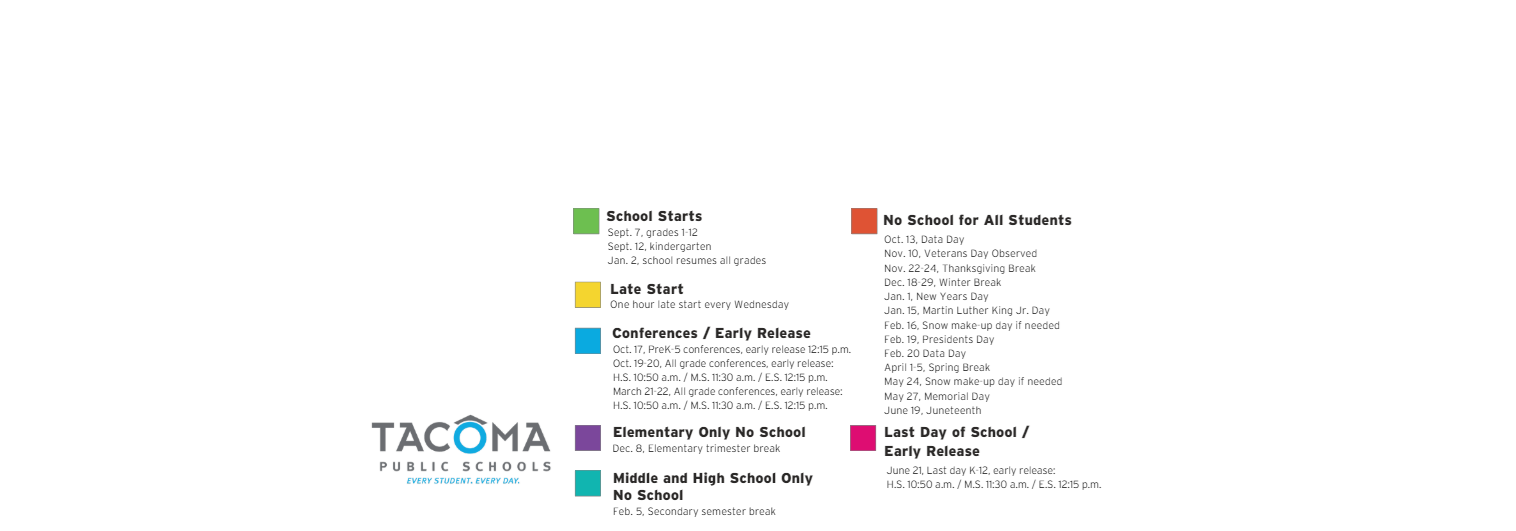 District School Academic Calendar Key for Comm Based Trans Program