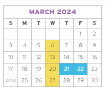 District School Academic Calendar for Comm Based Trans Program for March 2024