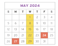 District School Academic Calendar for Comm Based Trans Program for May 2024