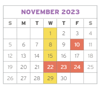 District School Academic Calendar for Comm Based Trans Program for November 2023