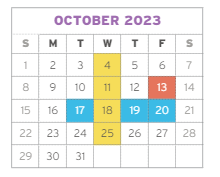 District School Academic Calendar for Comm Based Trans Program for October 2023