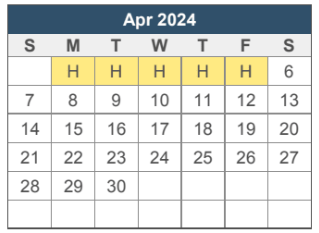 District School Academic Calendar for Southeastern La University Lab School for April 2024