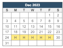 District School Academic Calendar for Southeastern La University Lab School for December 2023