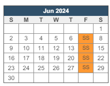 District School Academic Calendar for Southeastern La University Lab School for June 2024