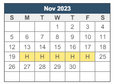 District School Academic Calendar for Southeastern La University Lab School for November 2023
