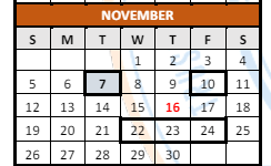 District School Academic Calendar for Lowell M Maxham for November 2023