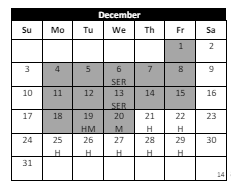 District School Academic Calendar for Erle Stanley Gardner Middle School for December 2023