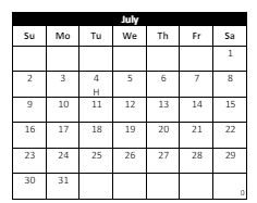 District School Academic Calendar for Pauba Valley Elementary for July 2023