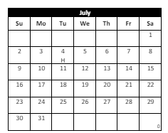 District School Academic Calendar for Tony Tobin Elementary for July 2023