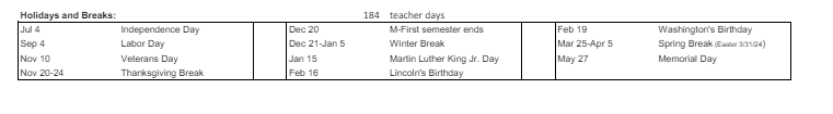 District School Academic Calendar Key for Vail Elementary