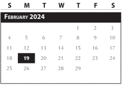 District School Academic Calendar for Intervention Learning Program for February 2024