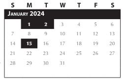 District School Academic Calendar for Intervention Learning Program for January 2024