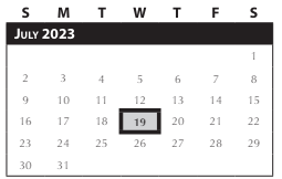 District School Academic Calendar for Intervention Learning Program for July 2023