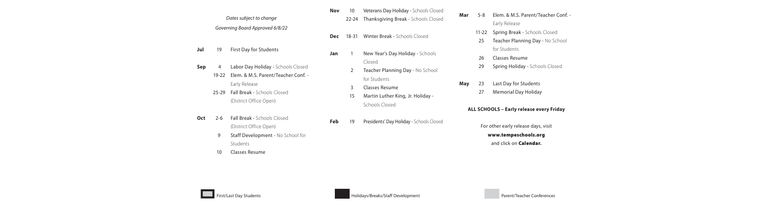 District School Academic Calendar Key for Intervention Learning Program