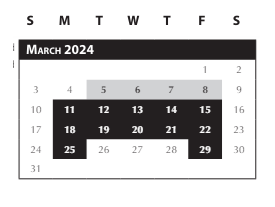 District School Academic Calendar for Intervention Learning Program for March 2024