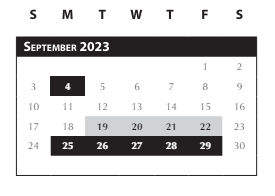 District School Academic Calendar for Intervention Learning Program for September 2023