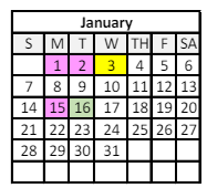 District School Academic Calendar for Elysian Fields Middle School for January 2024