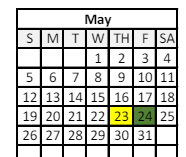 District School Academic Calendar for Southdown Elementary School for May 2024