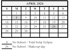 District School Academic Calendar for Wainwright Middle School for April 2024