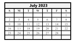 District School Academic Calendar for Wainwright Middle School for July 2023