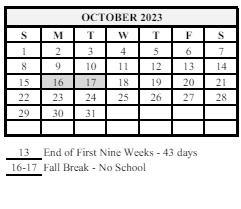 District School Academic Calendar for Wainwright Middle School for October 2023