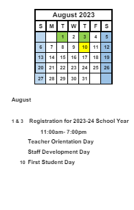 District School Academic Calendar for Akron Elementary School for August 2023