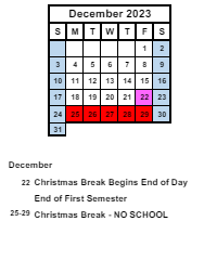 District School Academic Calendar for Akron Elementary School for December 2023