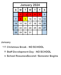 District School Academic Calendar for Akron Elementary School for January 2024