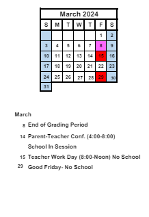 District School Academic Calendar for Akron Elementary School for March 2024