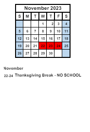 District School Academic Calendar for Akron Elementary School for November 2023