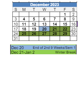 District School Academic Calendar for Tipton Elementary School for December 2023