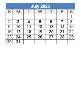 District School Academic Calendar for Tipton Elementary School for July 2023