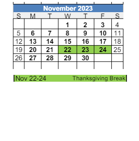 District School Academic Calendar for Tipton Elementary School for November 2023