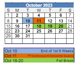 District School Academic Calendar for Tipton Elementary School for October 2023