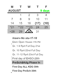 District School Academic Calendar for Gateway Academy for August 2023