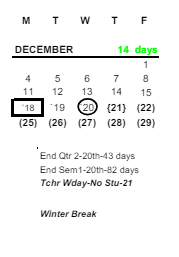 District School Academic Calendar for Gateway Academy for December 2023