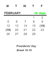 District School Academic Calendar for Mckinley Elementary School for February 2024