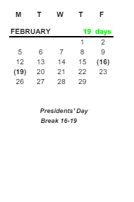 District School Academic Calendar for Grove Patterson Academy Elementary School for February 2024