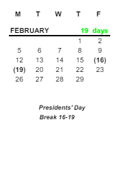 District School Academic Calendar for Gateway Academy for February 2024