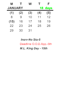 District School Academic Calendar for Deveaux Junior High School for January 2024
