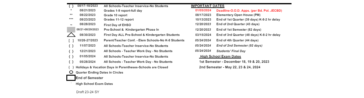 District School Academic Calendar Key for Grove Patterson Academy Elementary School