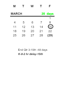 District School Academic Calendar for Leverette Junior High School for March 2024